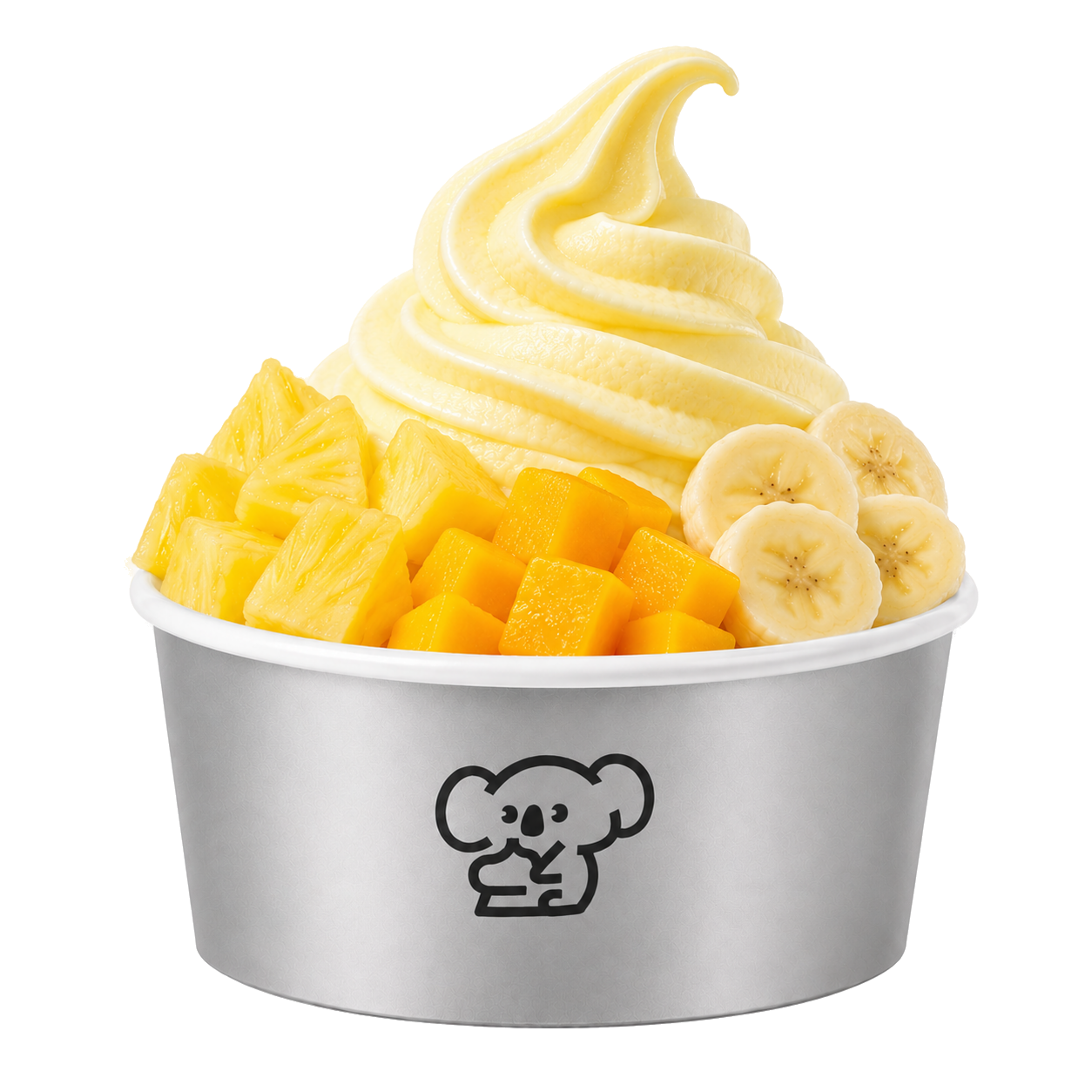 MOALA frozen yogurt cup with mango, pineapple and banana